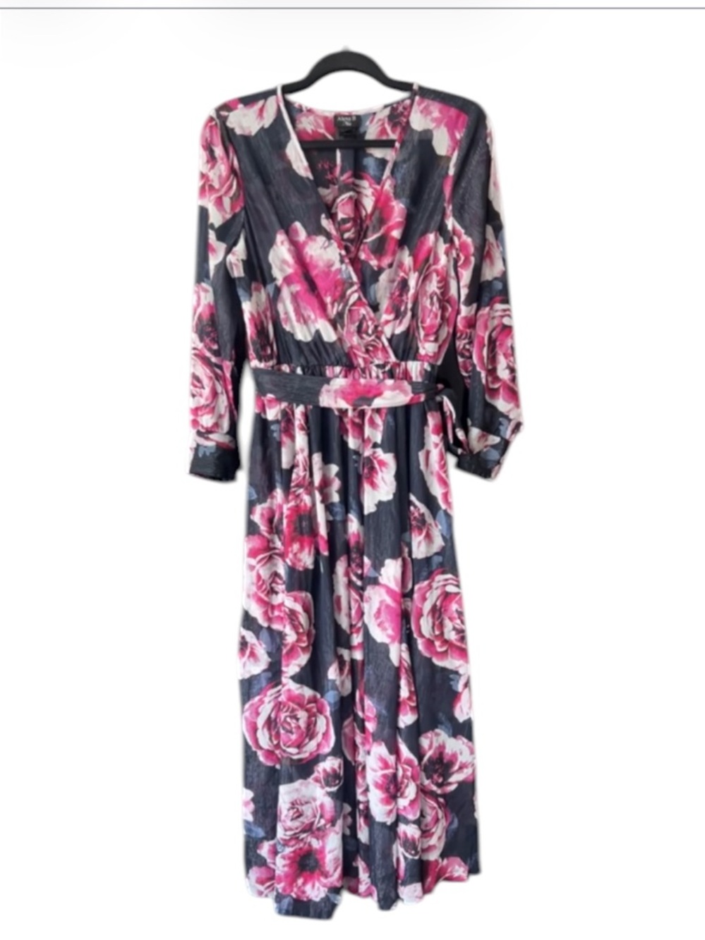 Alexa B Nites Multicolour Floral Print Shimmery Wrap Maxi Women’s Dress Size 8